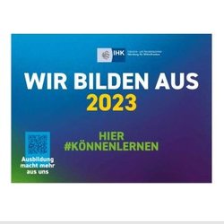 IHK Logo mit der Aufschrift "Wir bilden aus" und dem Jahr 2023